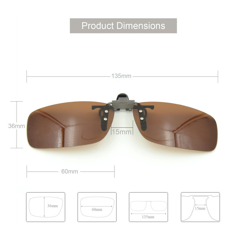Besgoods Polarized Clip-on Flip up Sunglasses Metal Clip Lenses Glasses for Driving Fishing Cycling Outdoor Sport - Image 3